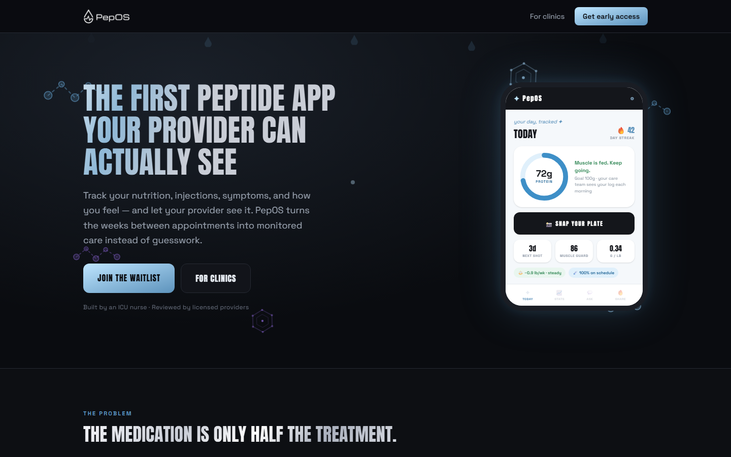 PepOS Health platform website preview